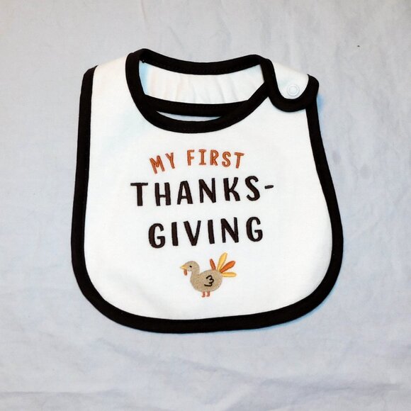 Baby First Thanksgiving Outfit Bib 3 Pce Pants Gobble Unisex Turkey NEW - Picture 4 of 4